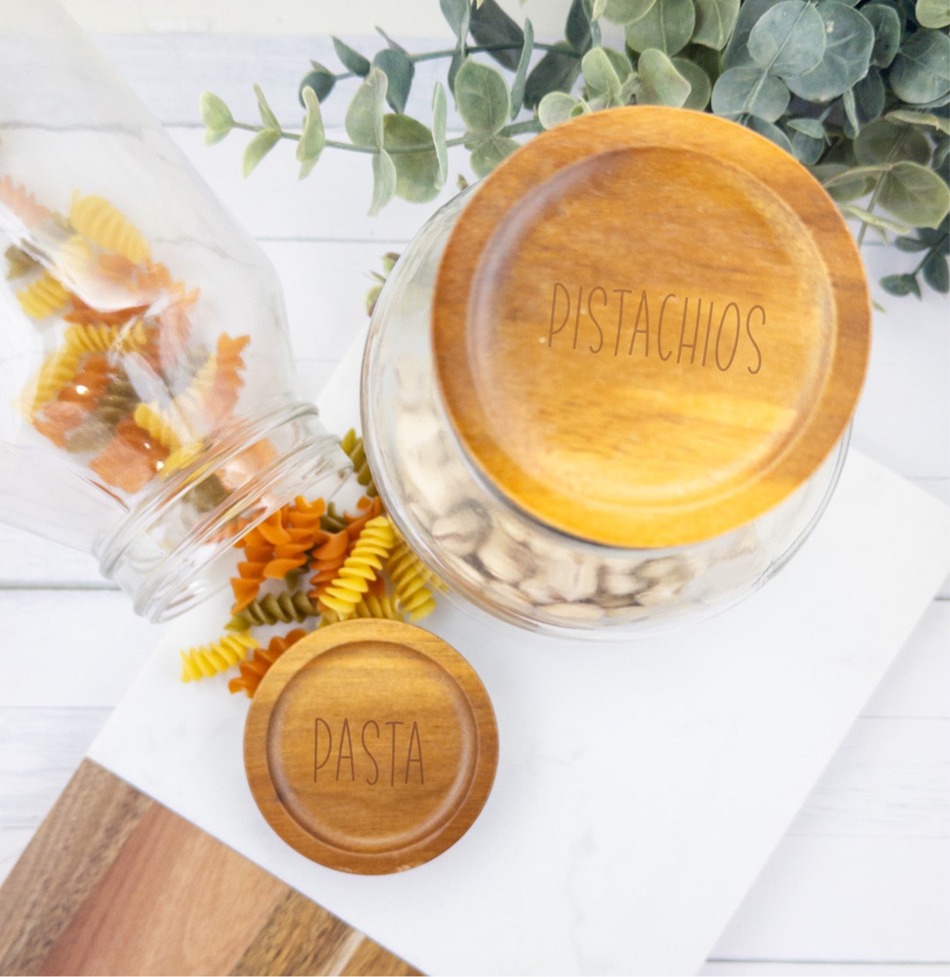 Customizable pantry organizing glass jars