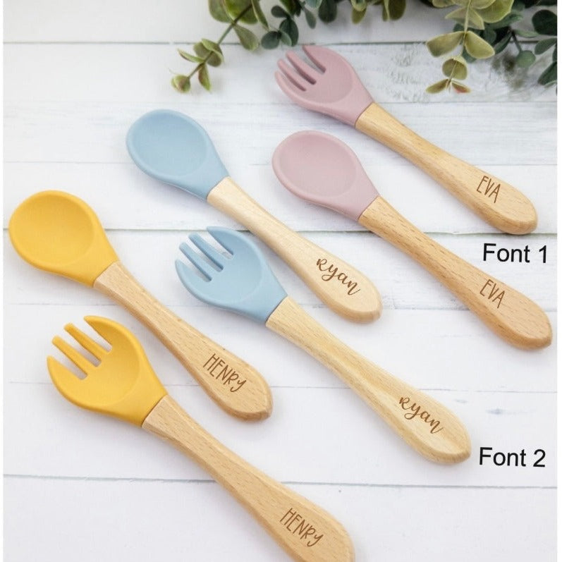 Personalized baby spoon and fork set