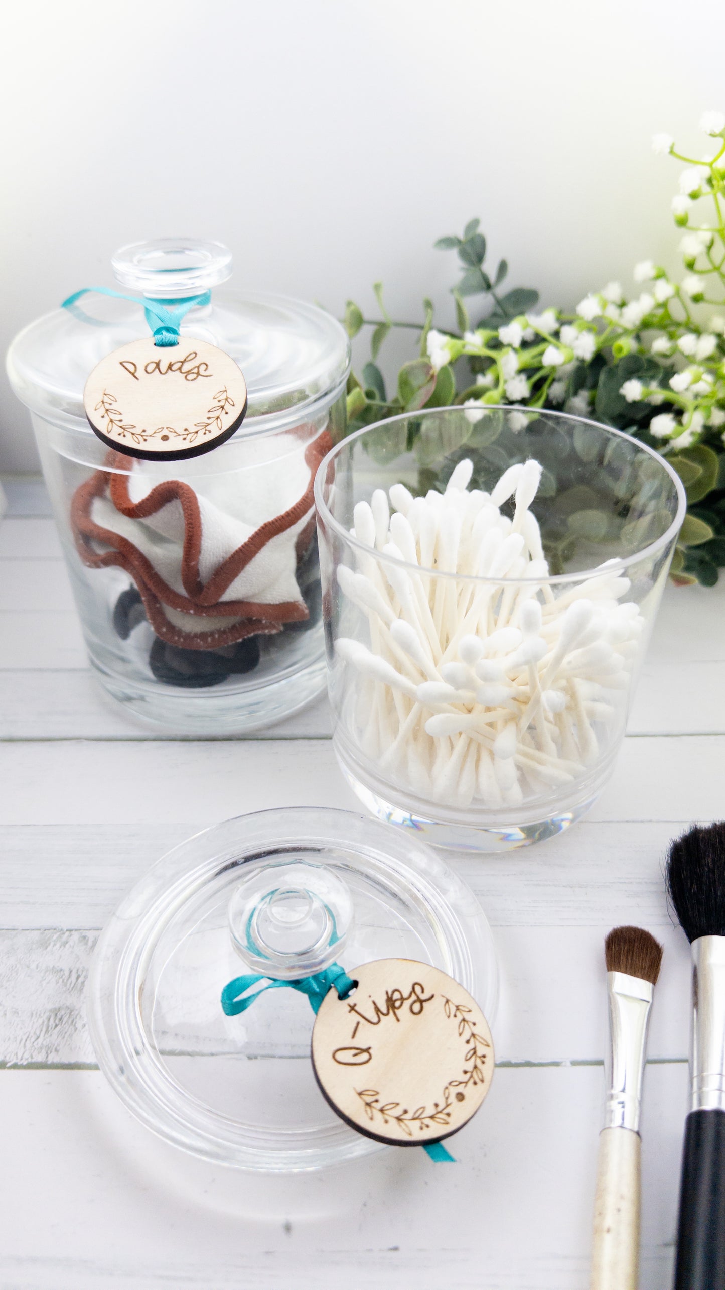 Personalized bathroom wood tags