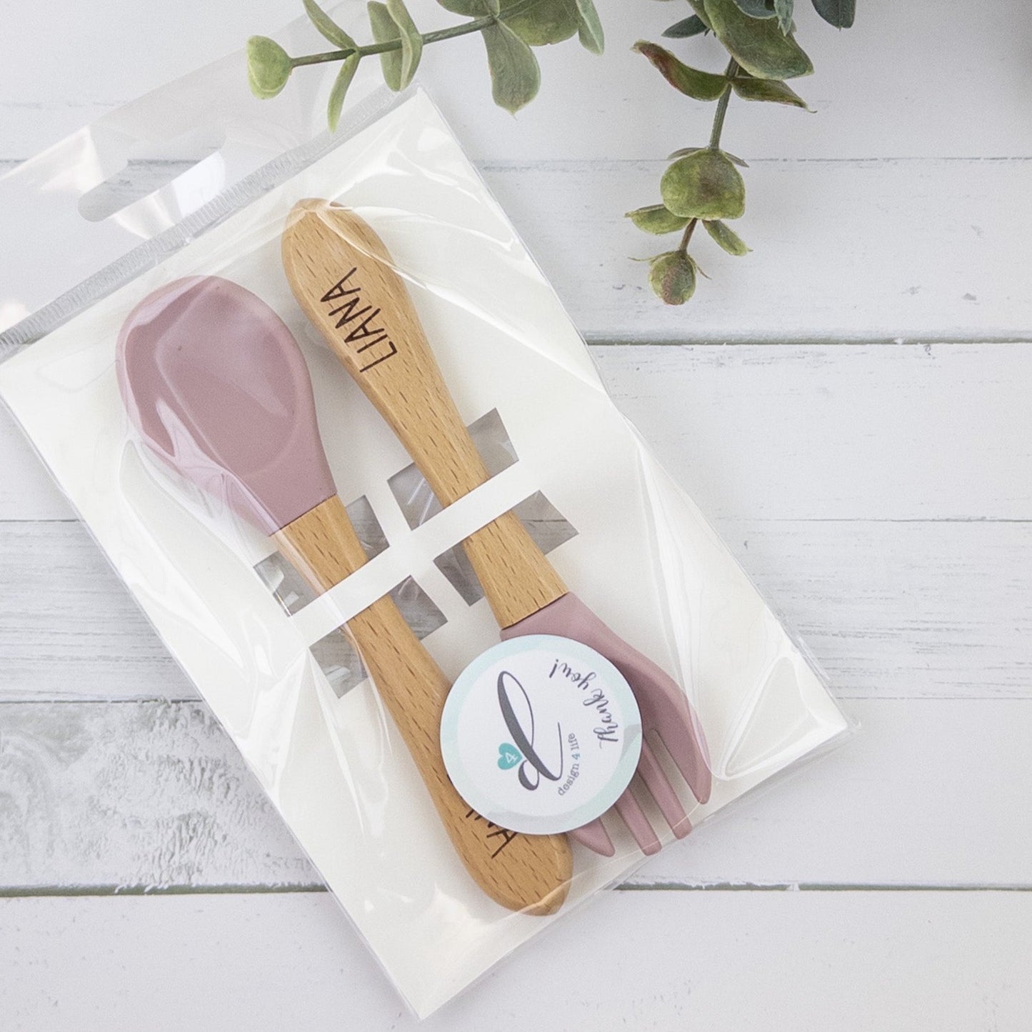Personalized baby spoon and fork set