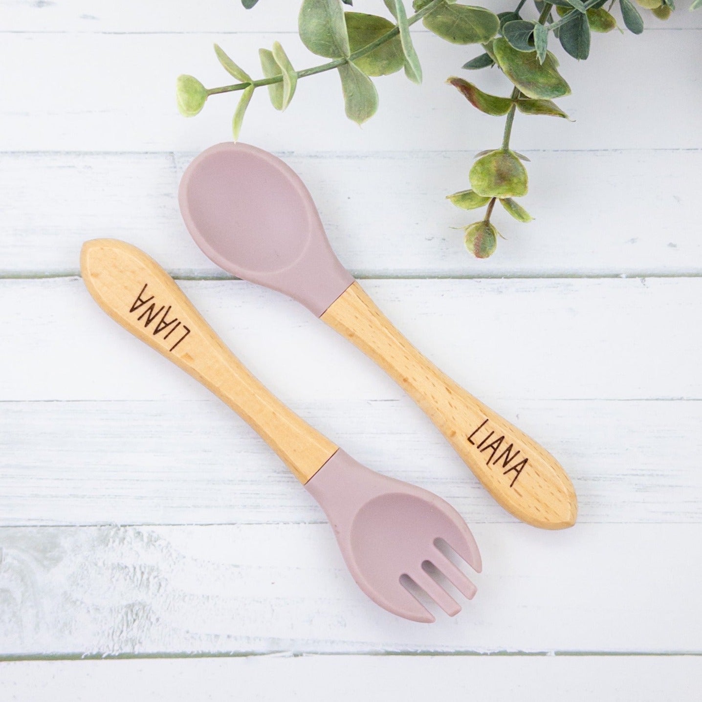 Personalized baby spoon and fork set