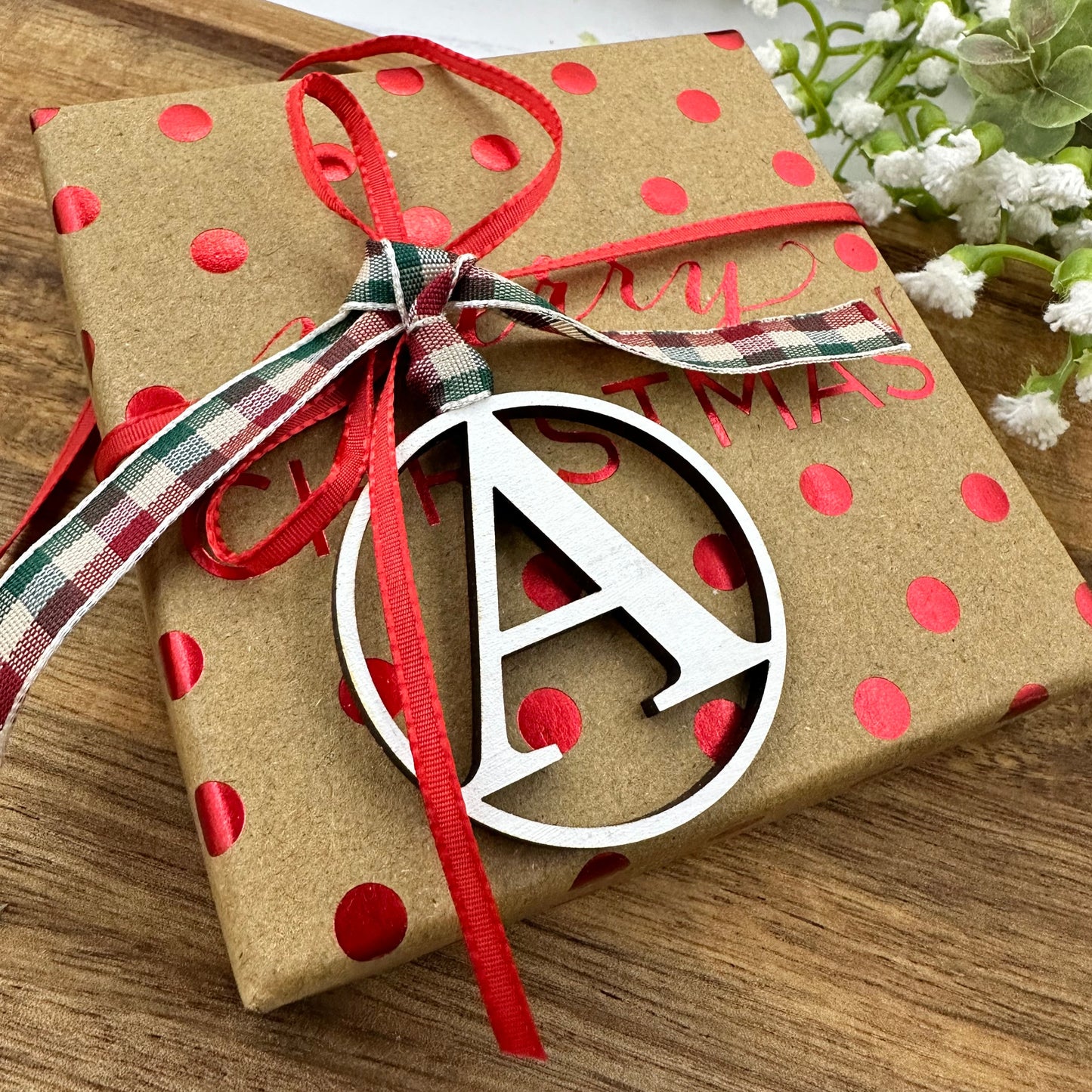 Monogram wooden gift tags