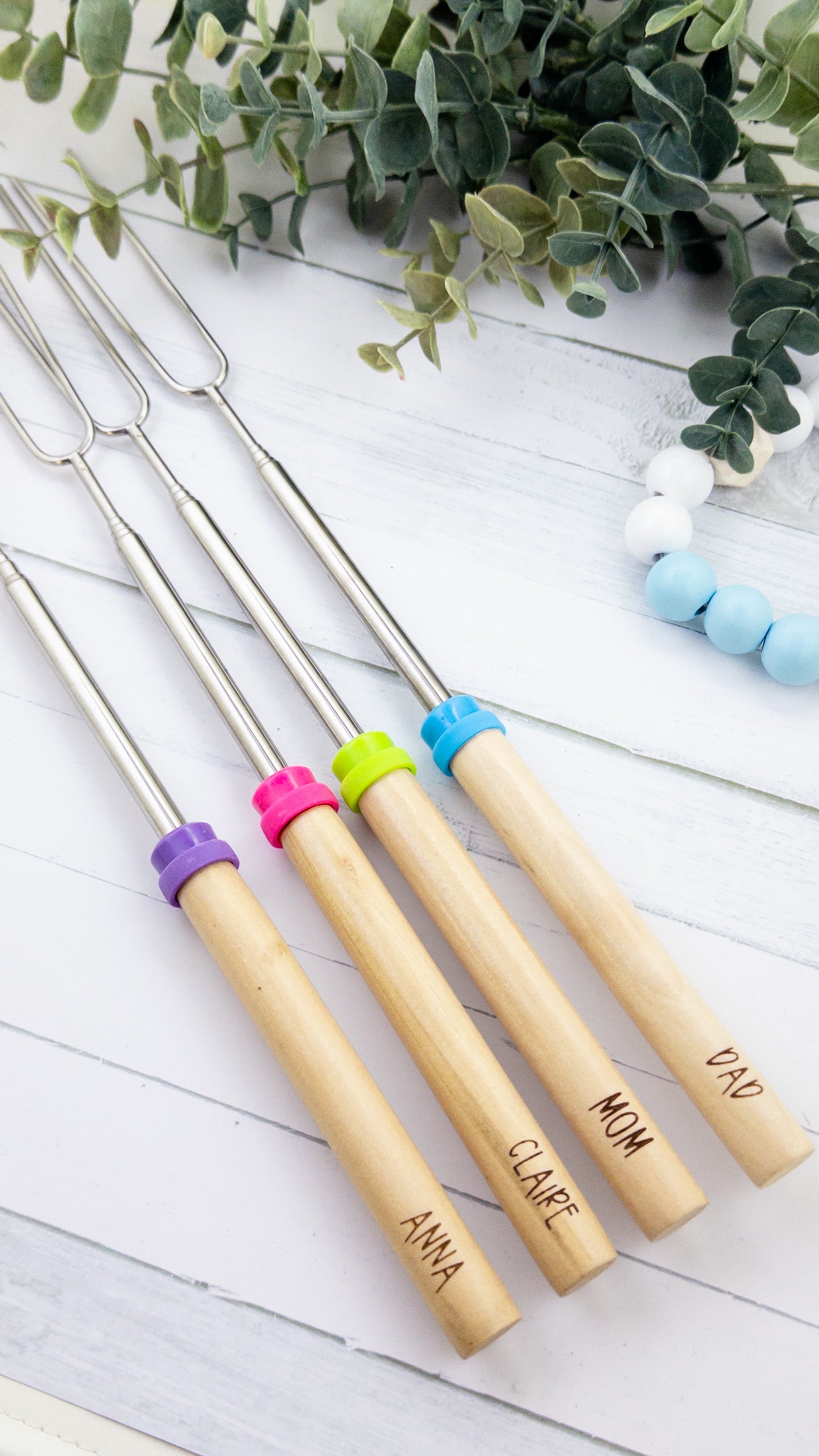 Personalized telescopic s'more sticks set
