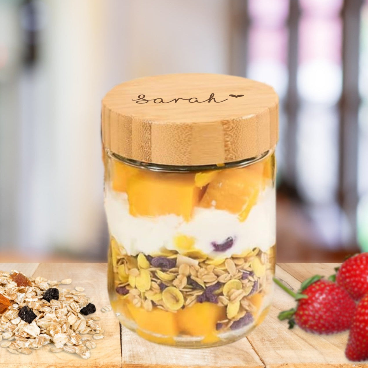 Personalized overnight oats jar
