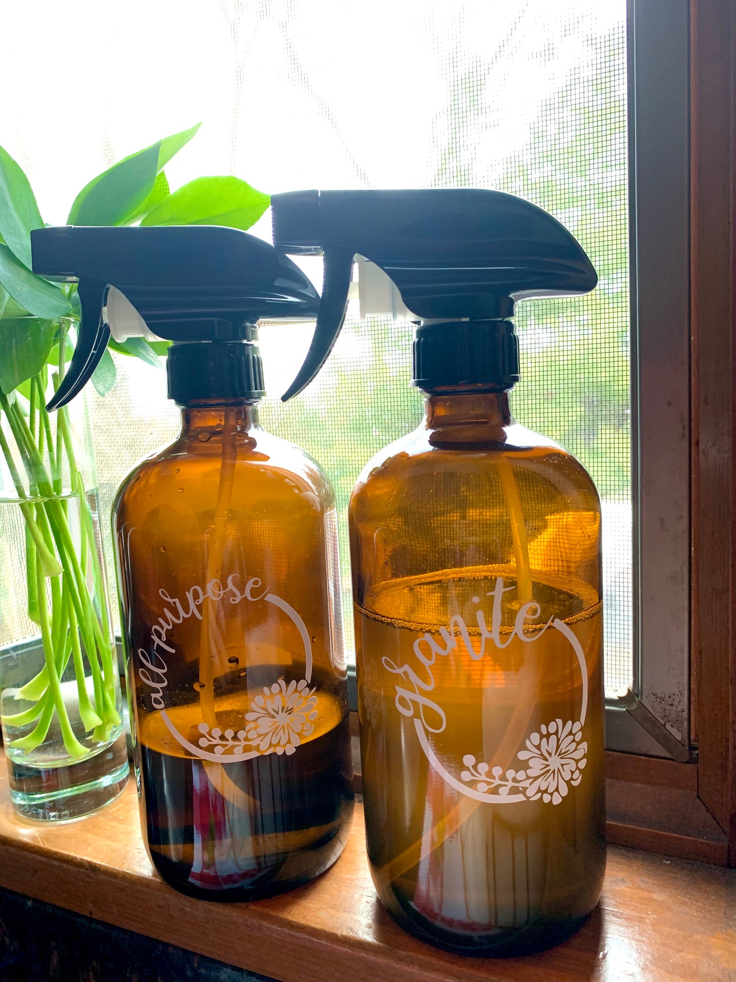 16oz custom cleaning spray bottle set