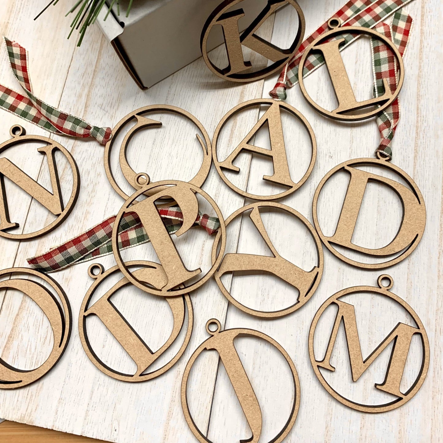 Monogram wooden gift tags