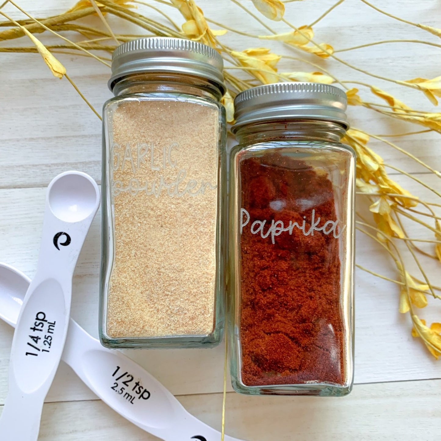 Laser engraved spice jar set