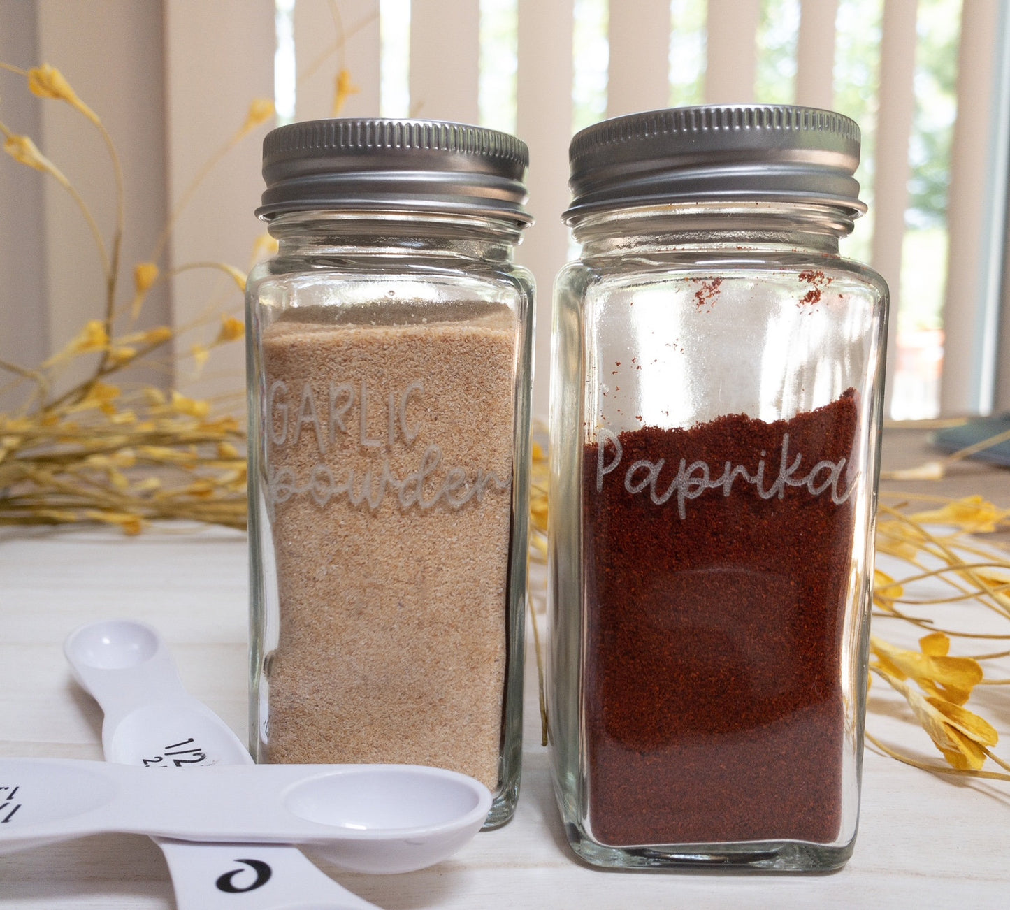 Laser engraved spice jar set