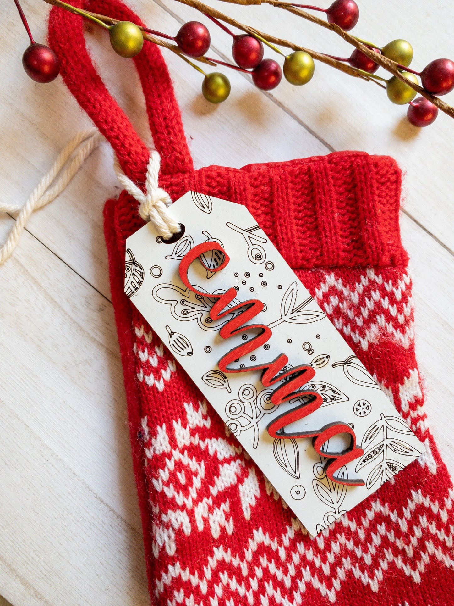 Personalized Christmas stocking tag