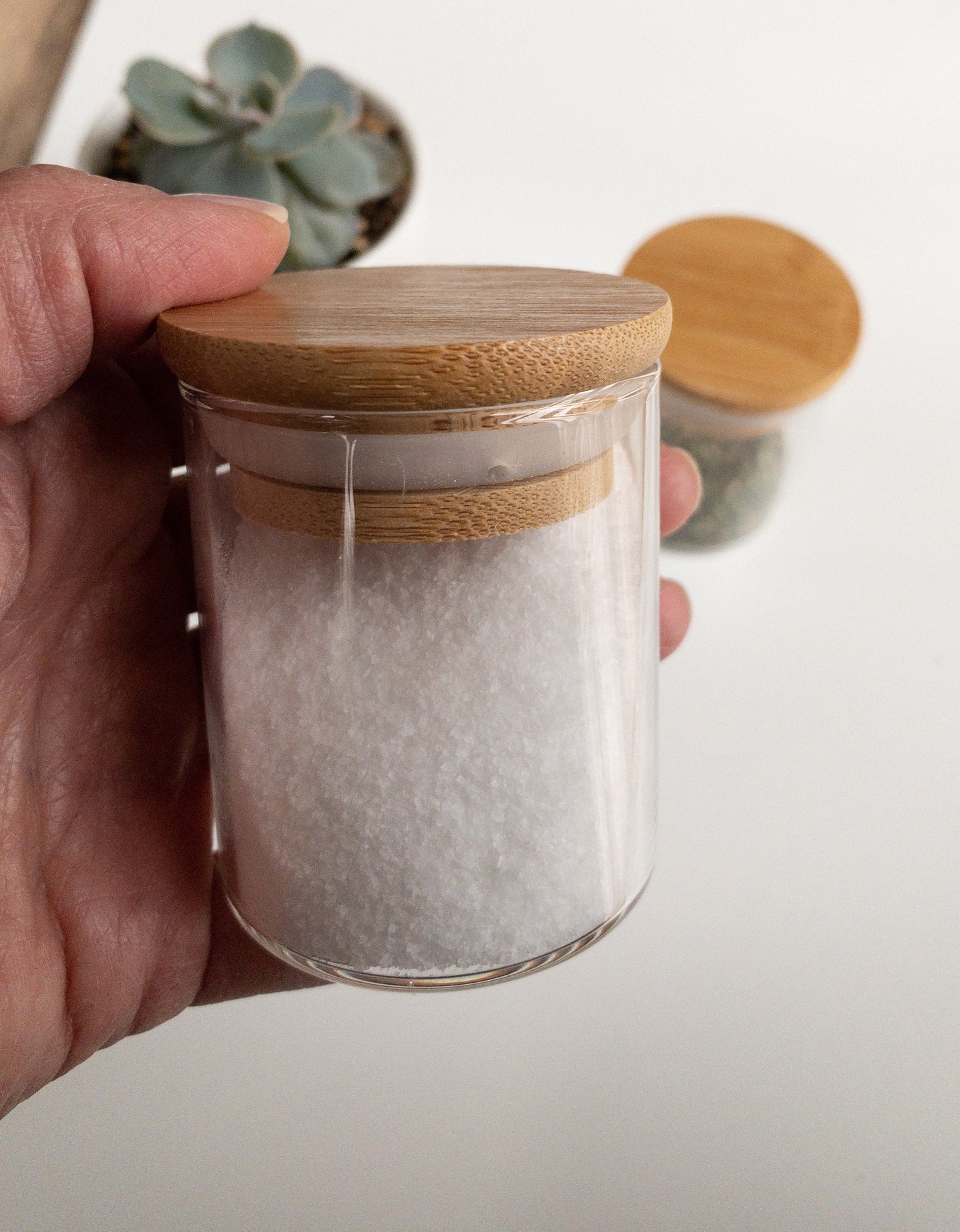 Laser engraved glass spice jars