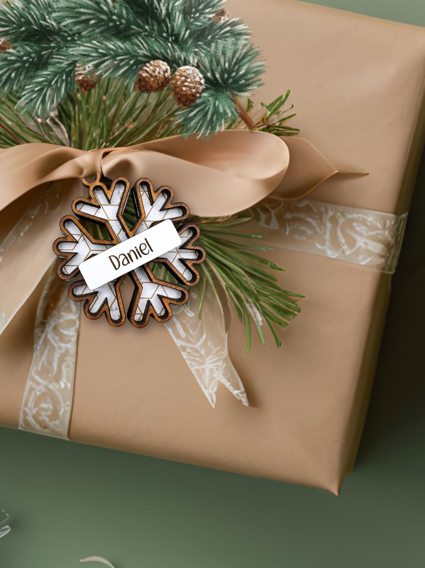 Personalized snowflake stocking or gift tag