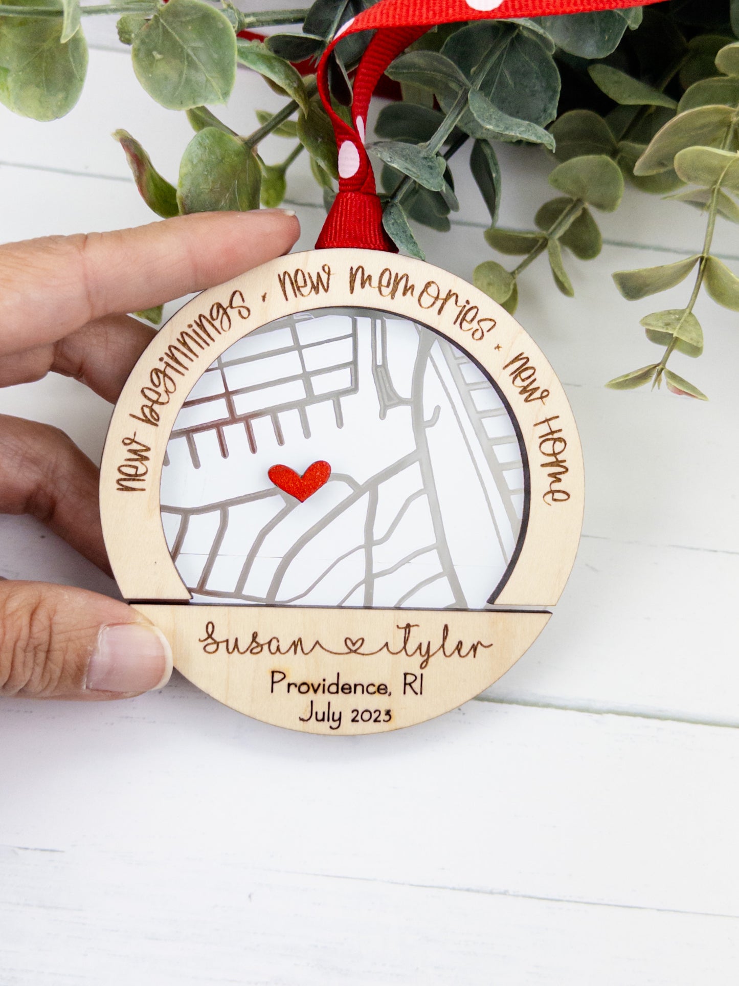 Our new home personalized map ornament