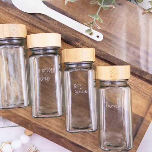 Engraved Custom Spice Jars Set