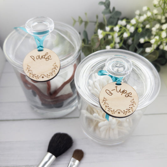 Personalized bathroom wood tags
