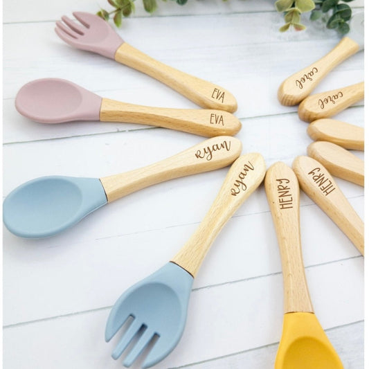 Personalized baby spoon and fork set