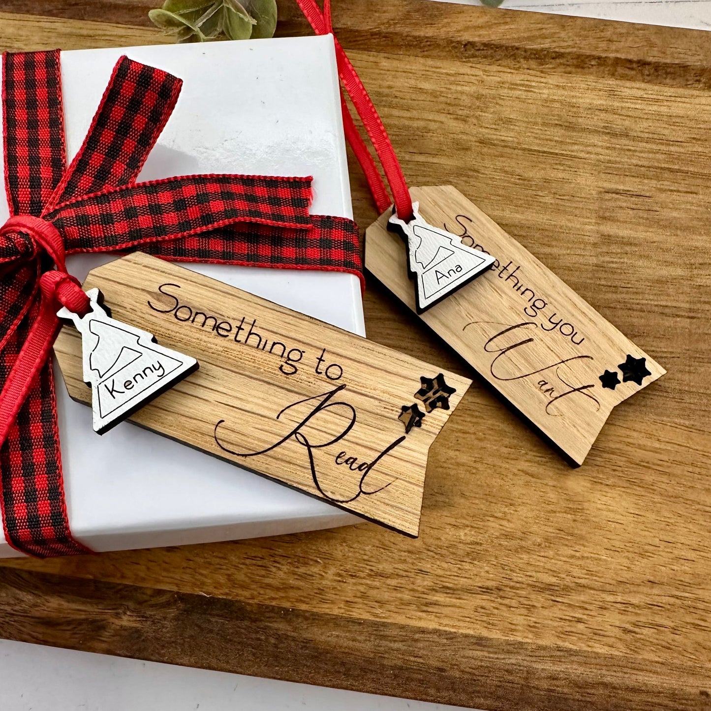 Personalized something to read, wear, eat, want gift tag