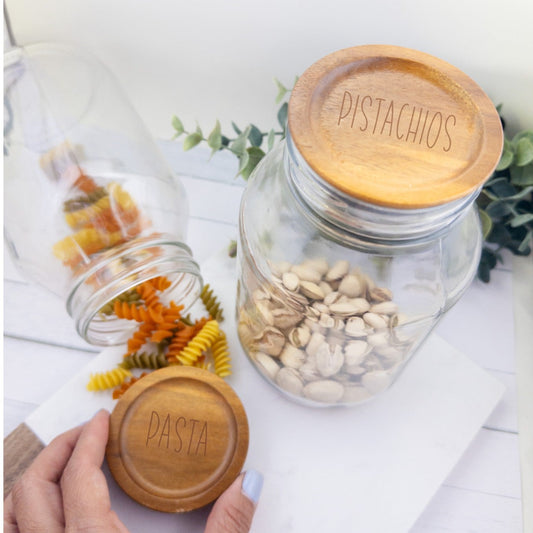 Customizable pantry organizing glass jars