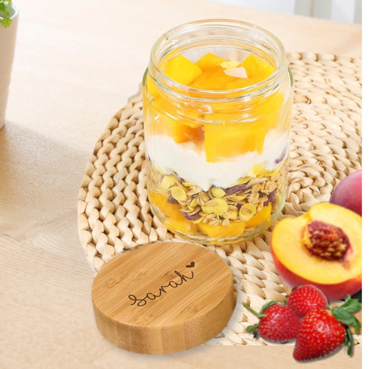 Personalized overnight oats jar