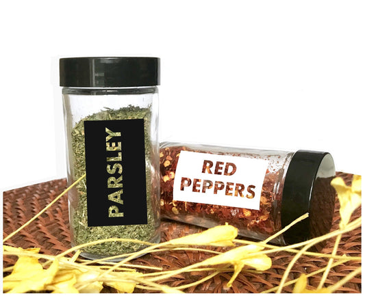 Pantry spices jars labels