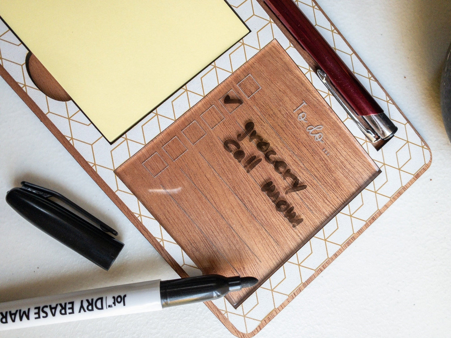 Dry erase note pad and sticky note holder