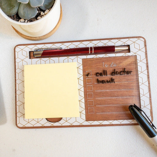 Dry erase note pad and sticky note holder
