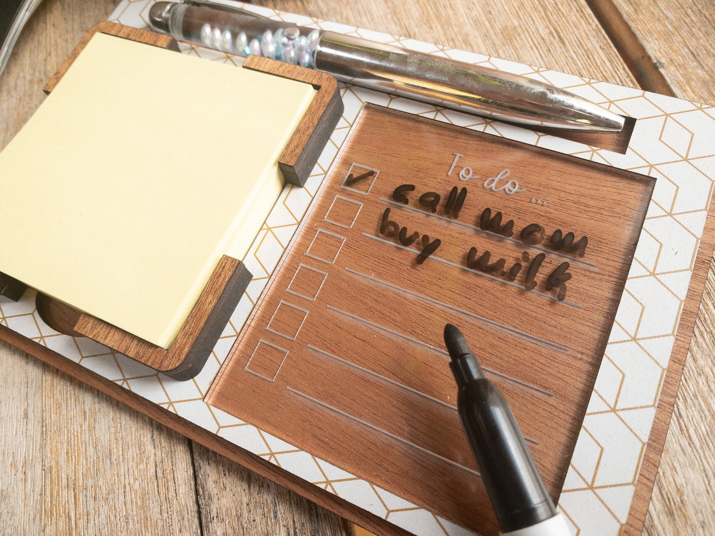 Dry erase note pad and sticky note holder