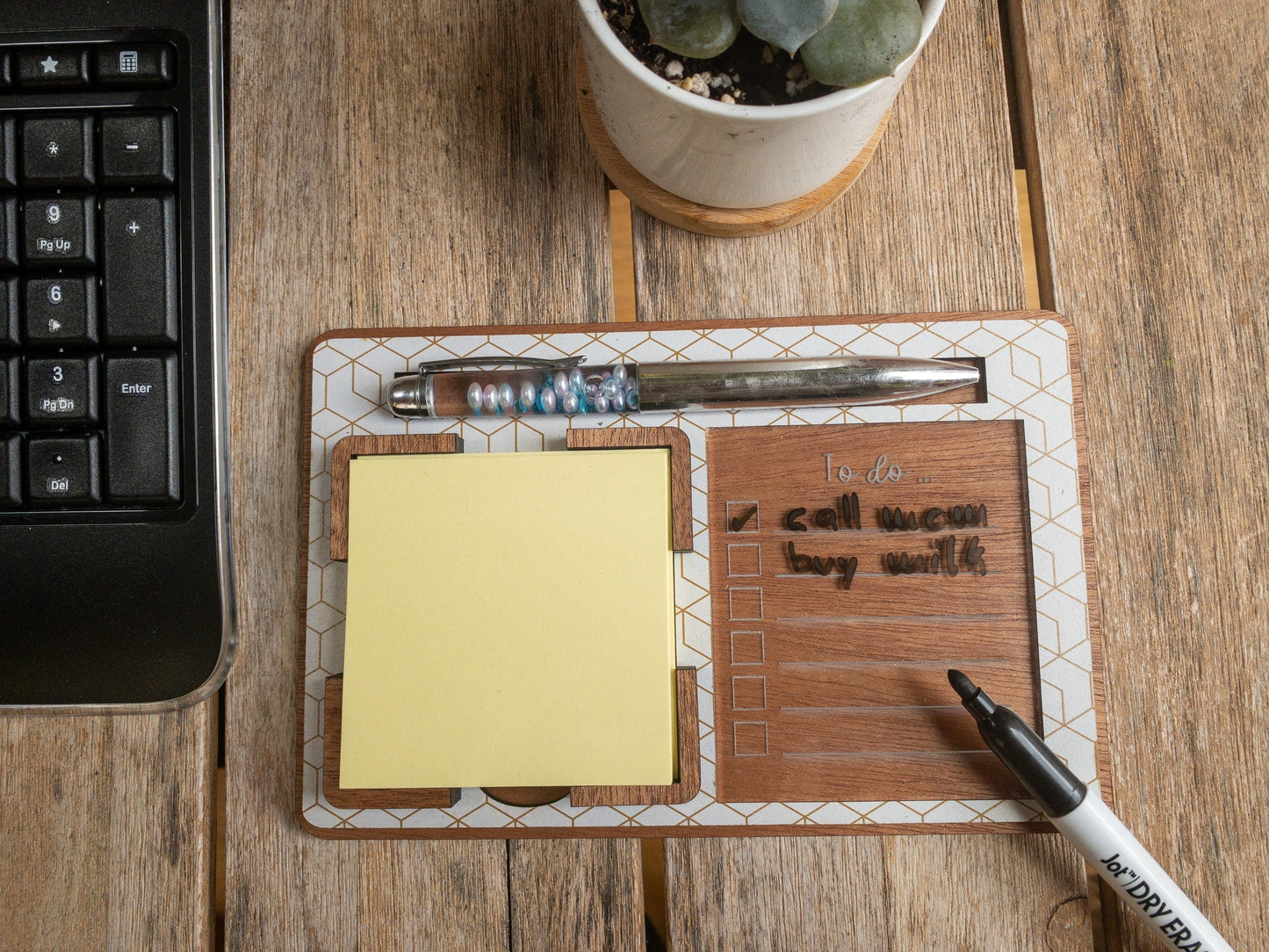 Dry erase note pad and sticky note holder