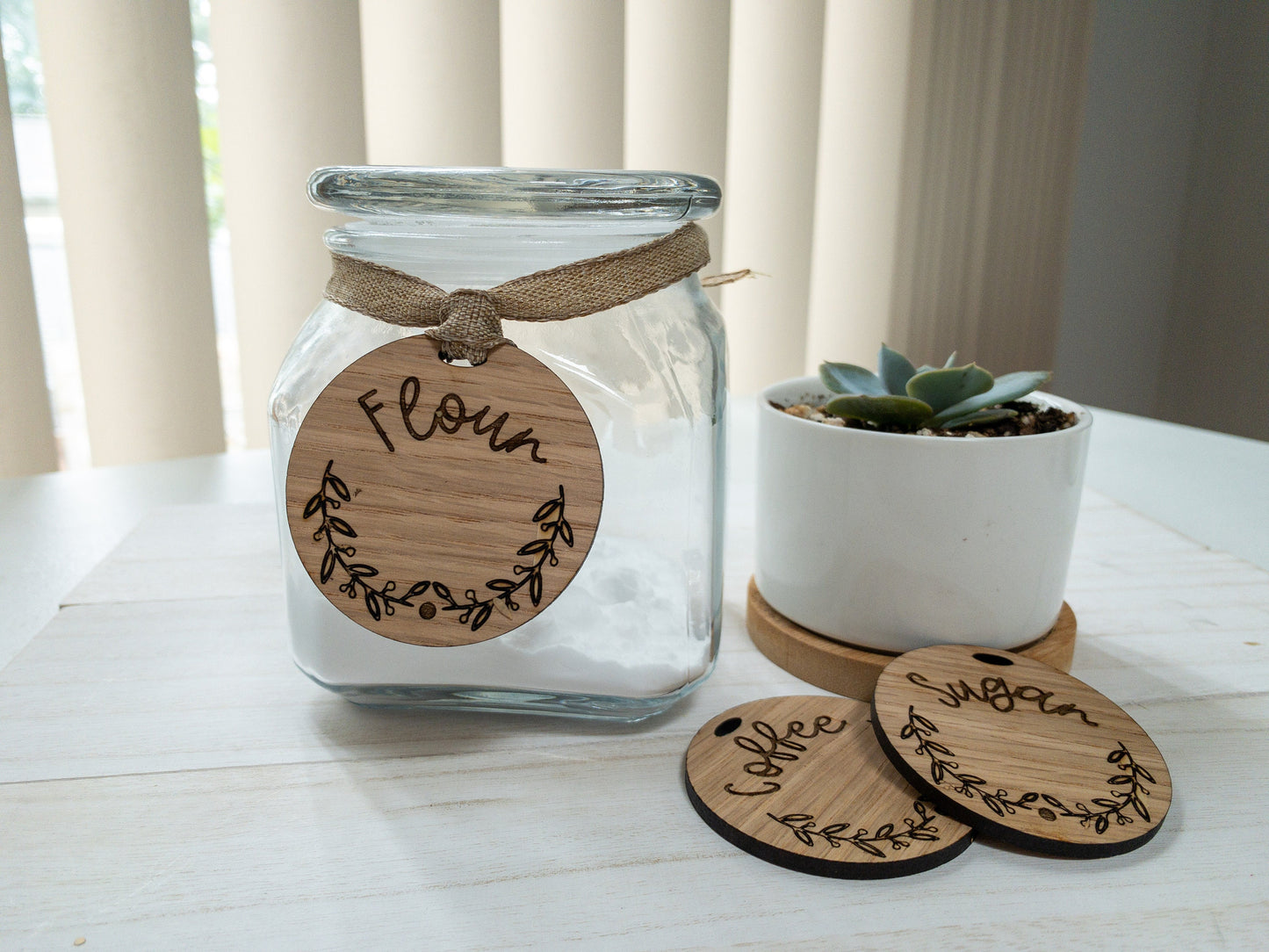 Personalized pantry wood label tags