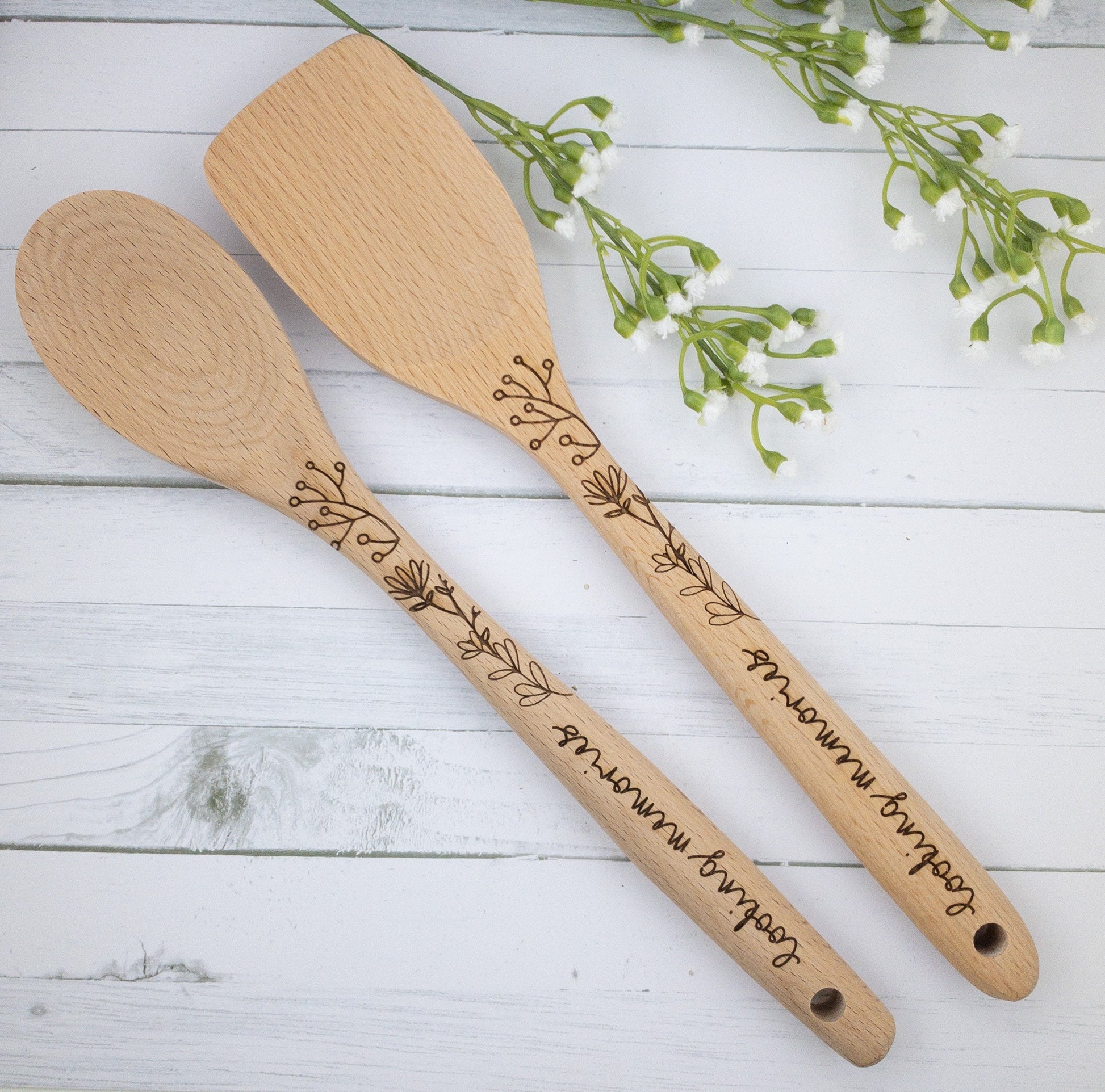 Kitchen Expressions Personalized Beechwood Utensils 4 Piece Set, Gifts for  Home, Housewarming Gift, Mother's Day Gift, Christmas Gift