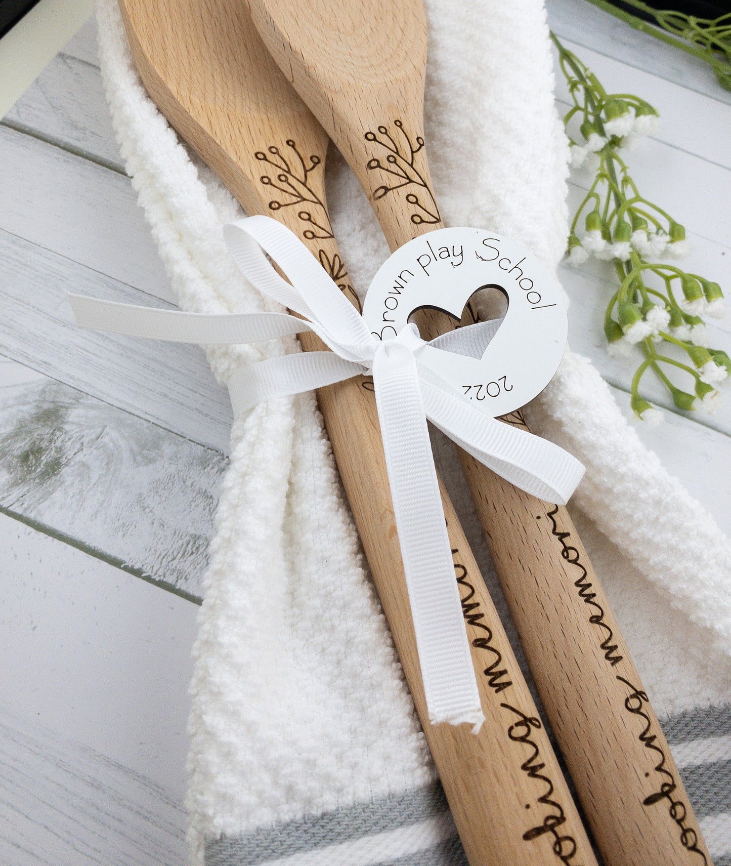 Kitchen gift set, Wooden engraved spoons,  weeding gift, mothers day gift, housewarming gift