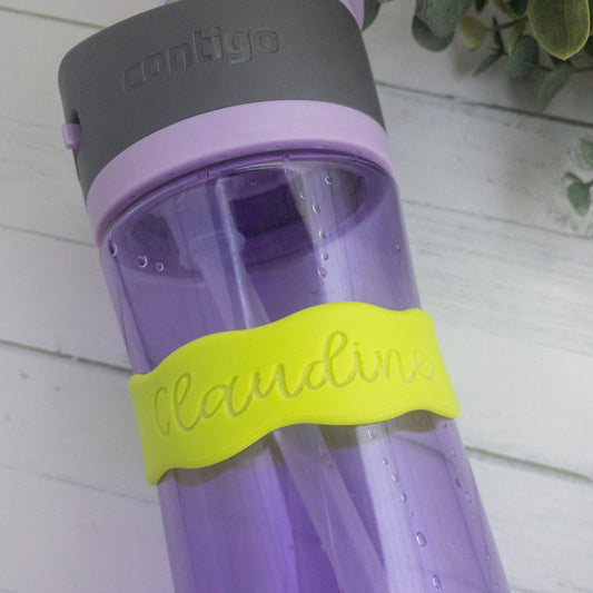 Personalized silicone water bottle band