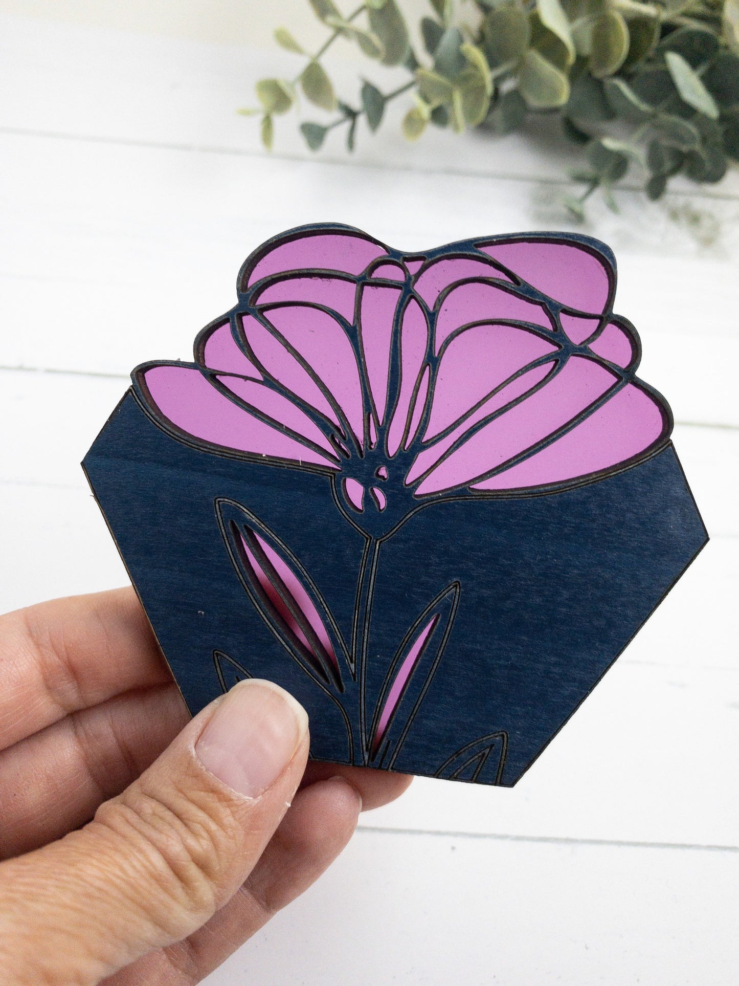 Floral wood coasters I Geometric coasters I Colorful coasters