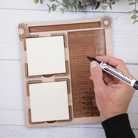 Message center with dryerase and sticky note